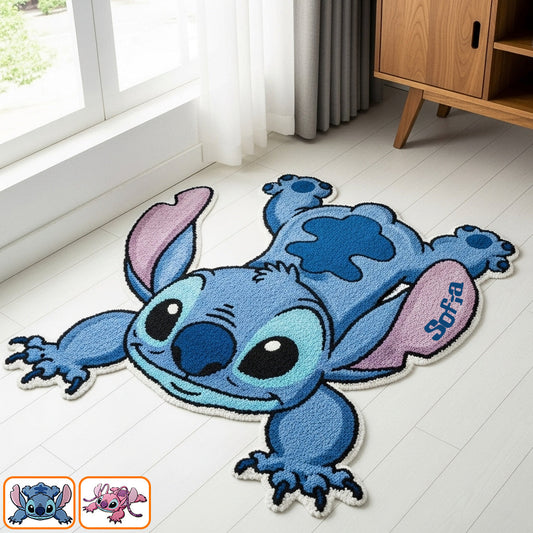 Cute Monster - Personalized Ohana Shaped Doormat/ Rug