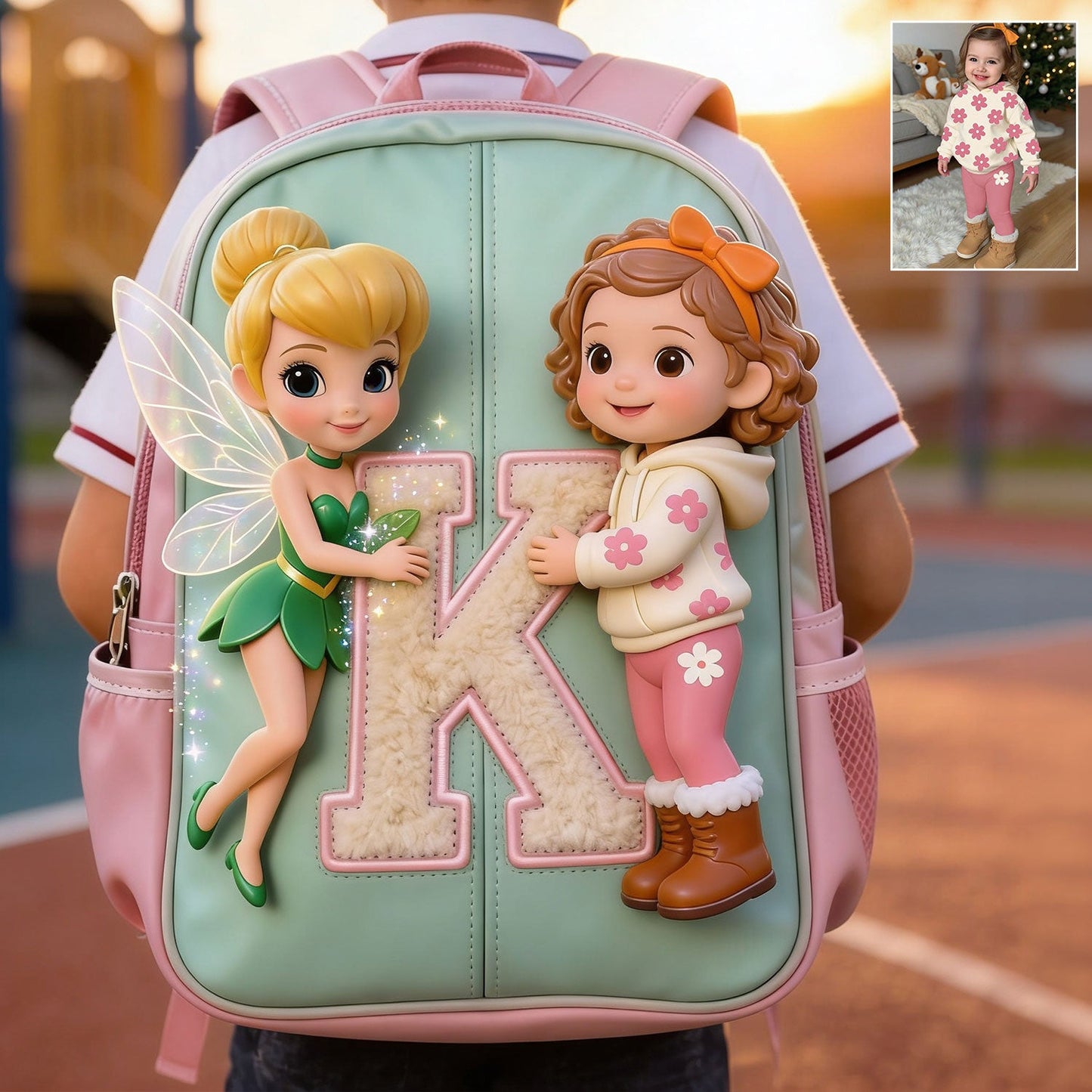 Magic Friends - Personalized Flying Fairy Changeable Leather Patch Backpack