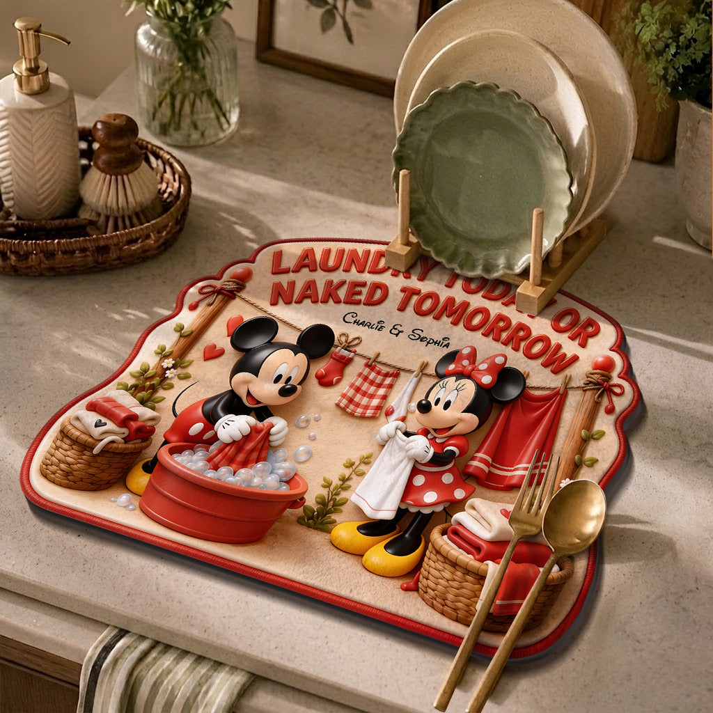 Cartoon Mouse Fan Gift, Laundry Today Or Naked Tomorrow - Personalized Mouse Drying Mat