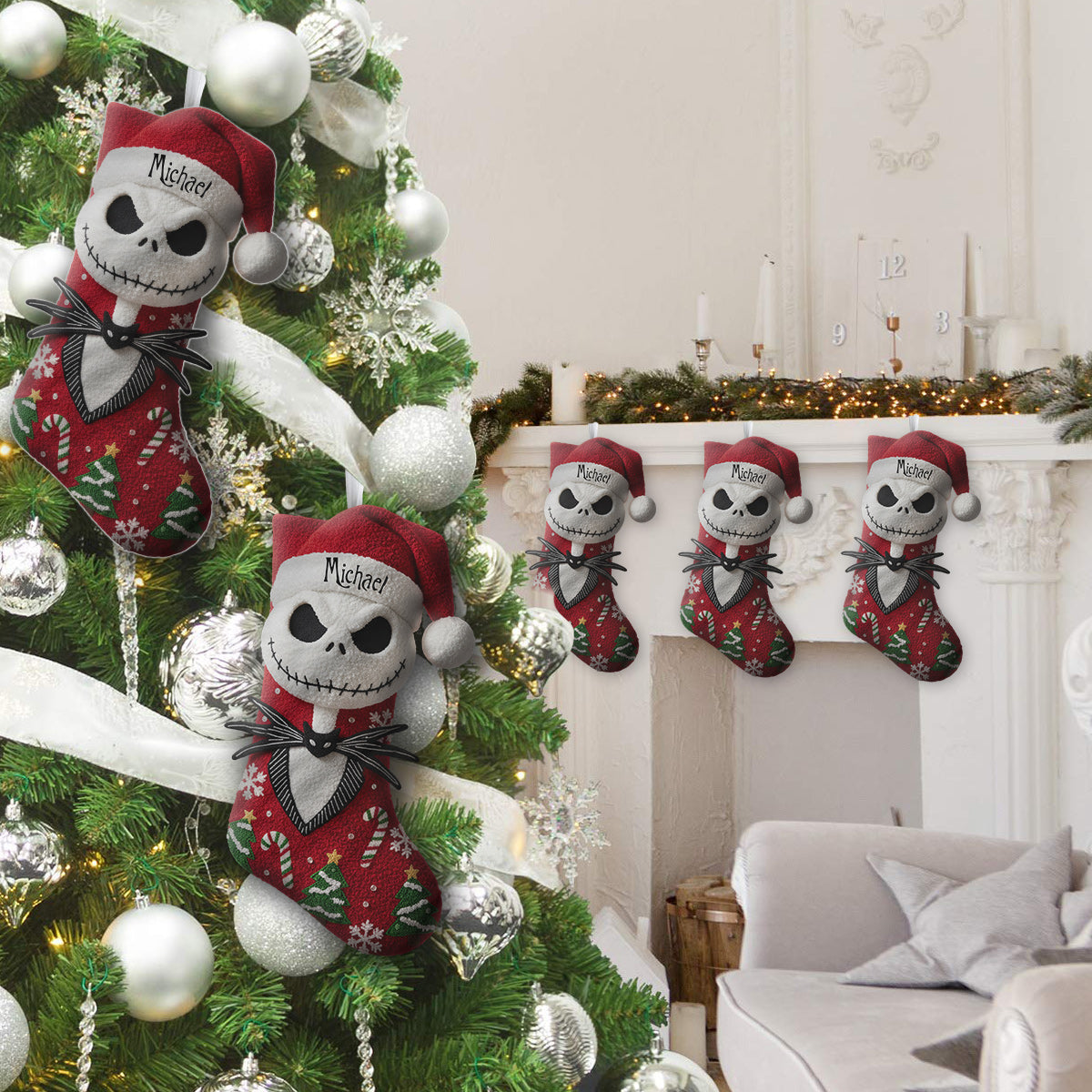 The Pumpkin King - Personalized Nightmare Shaped Christmas Stocking