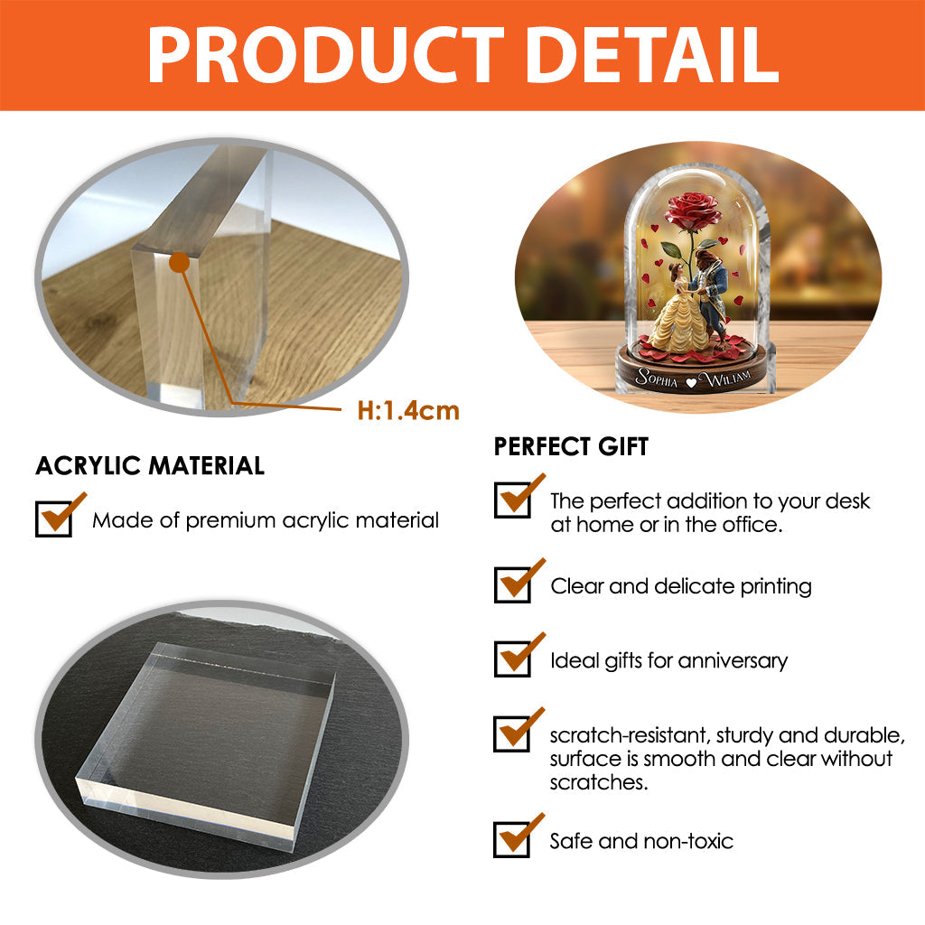 Tale As Old As Time - Personalized Couple Custom Shaped Acrylic Plaque