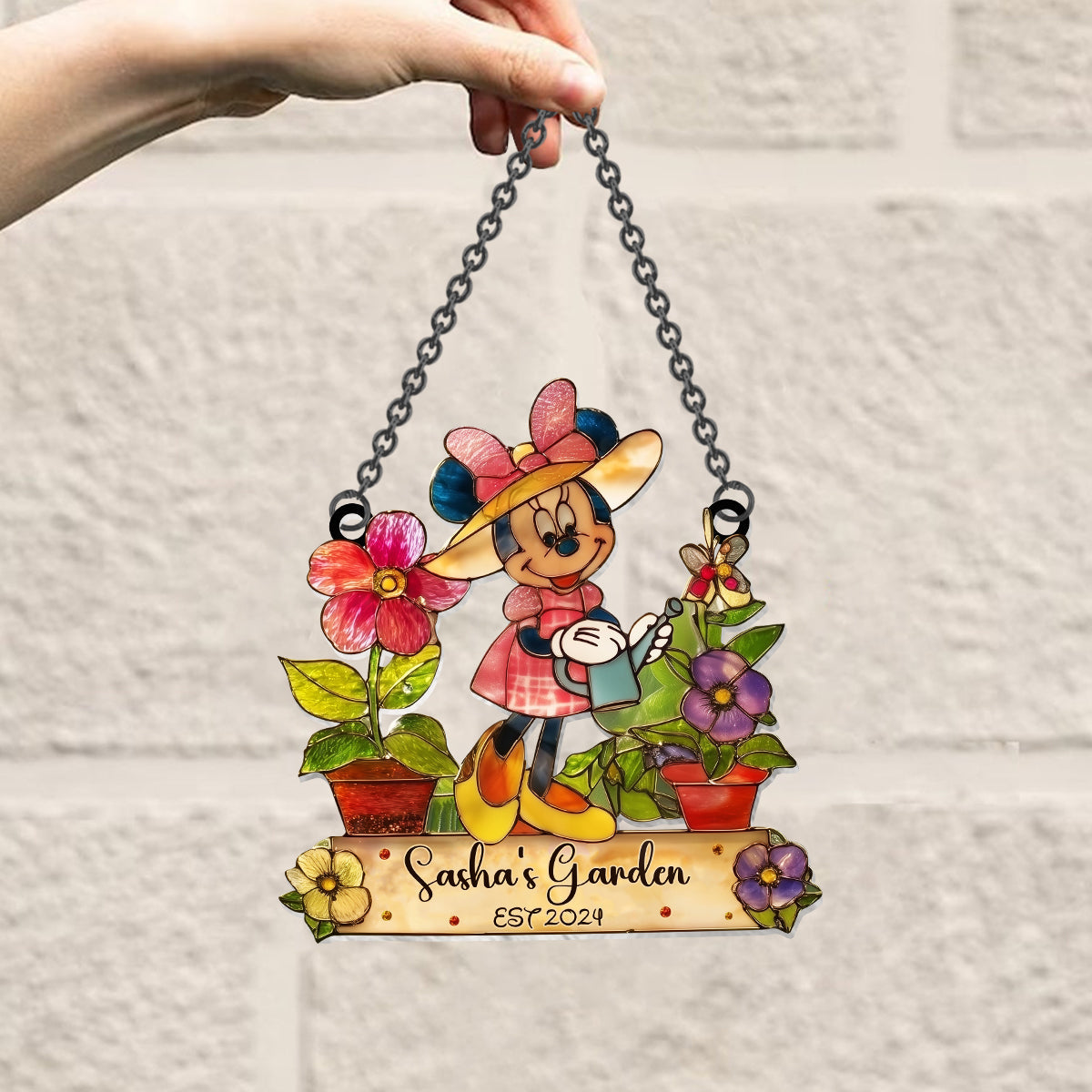 Mouse Gardening - Just A Girl Who Loves Gardening - Personalized Gardening Window Hanging Suncatcher Ornament