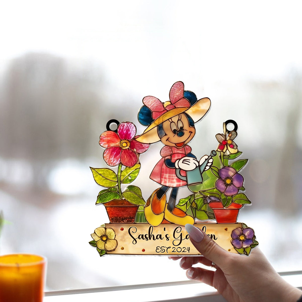 Mouse Gardening - Just A Girl Who Loves Gardening - Personalized Gardening Window Hanging Suncatcher Ornament