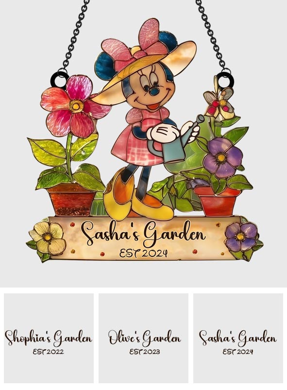 Mouse Gardening - Just A Girl Who Loves Gardening - Personalized Gardening Window Hanging Suncatcher Ornament