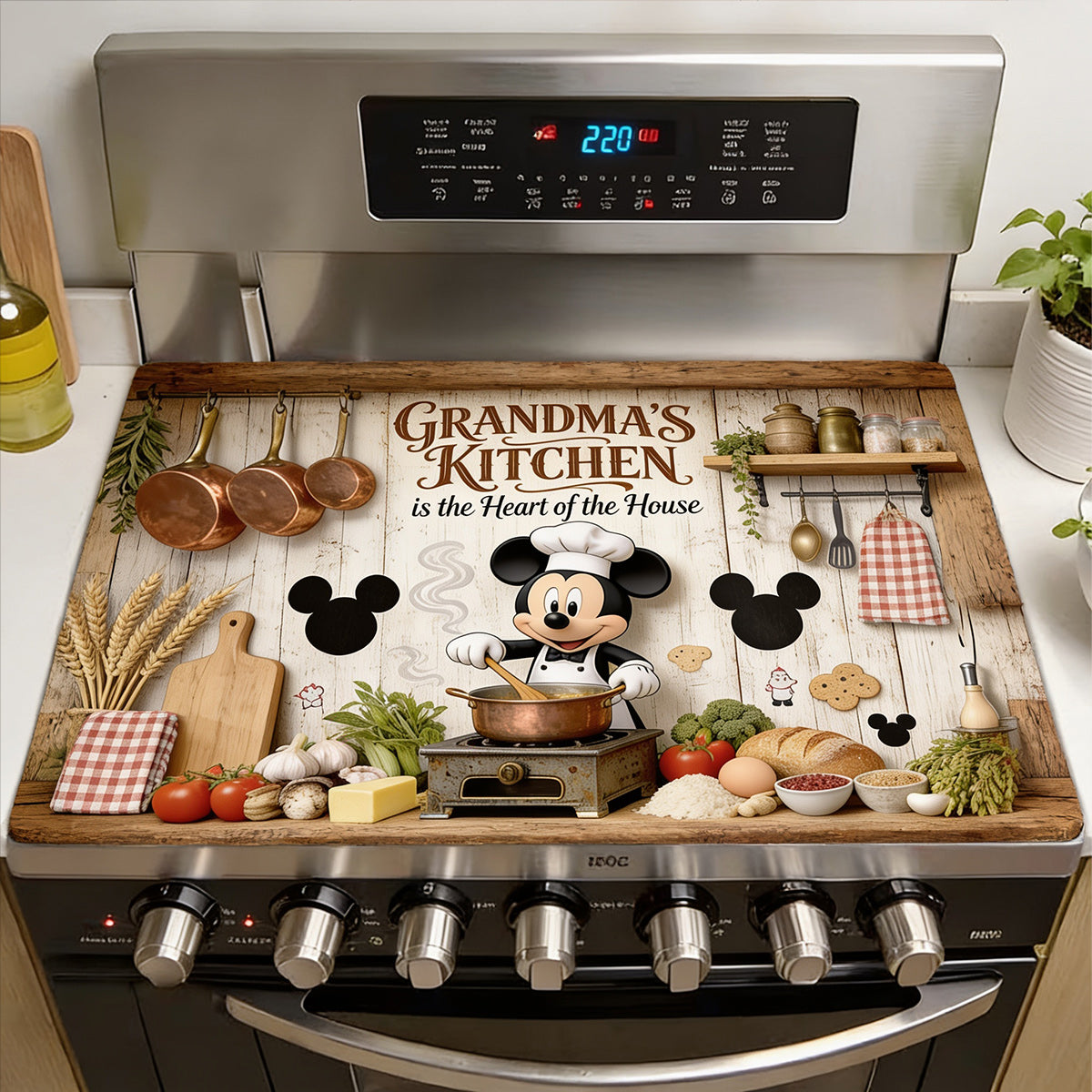 Cute Mouse Chef Stove Top Cover for Electric Stove - Personalized Mouse Doormat