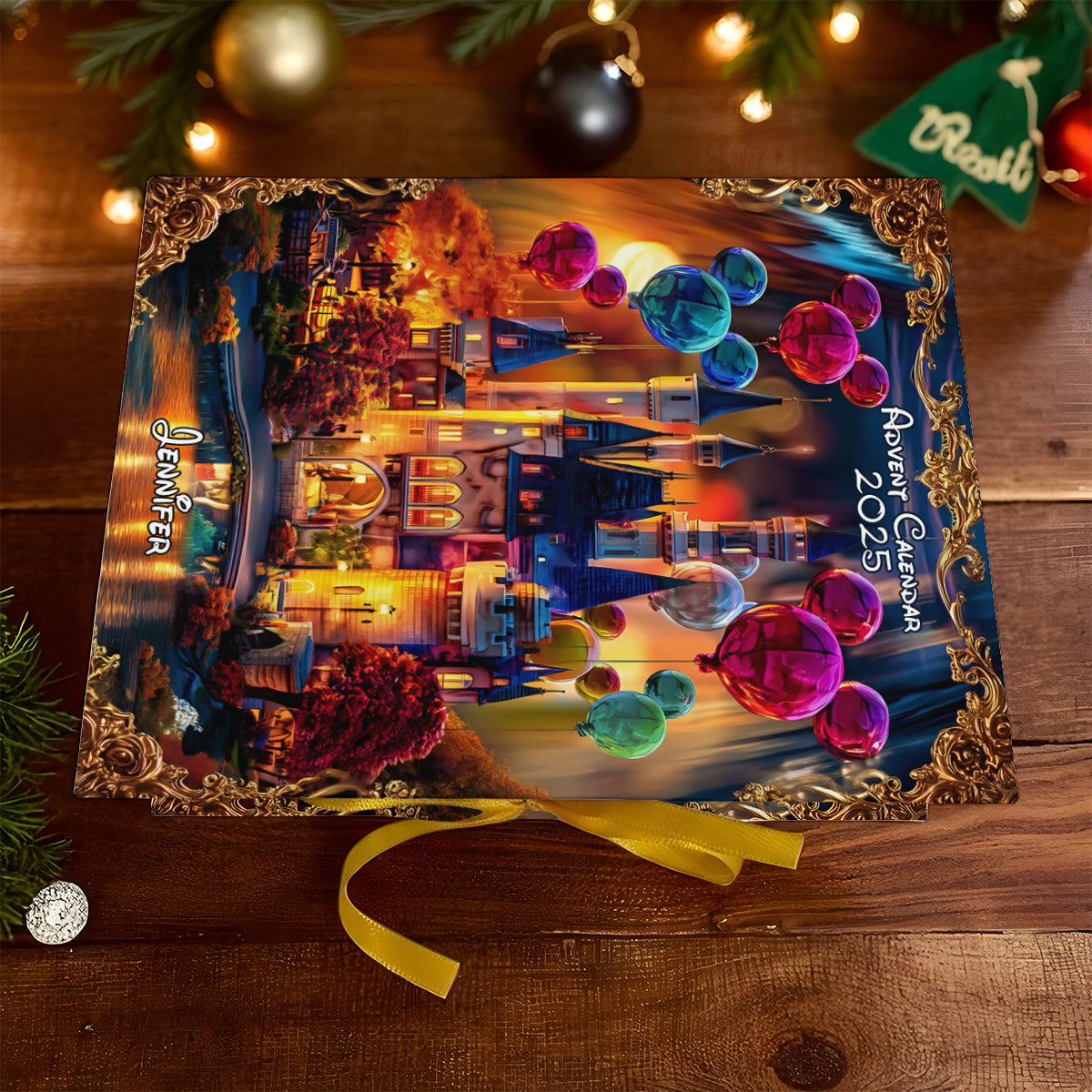 Magical Castle - Personalized Mouse Folded Advent Calendar With Ornaments