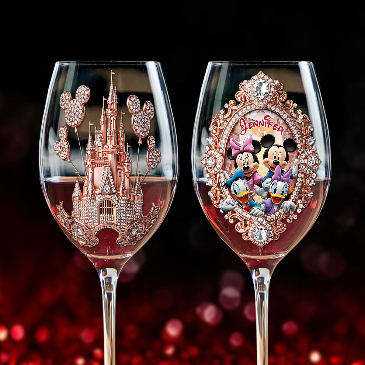 Magical World - Personalized Mouse Wine Glass With Long Stem