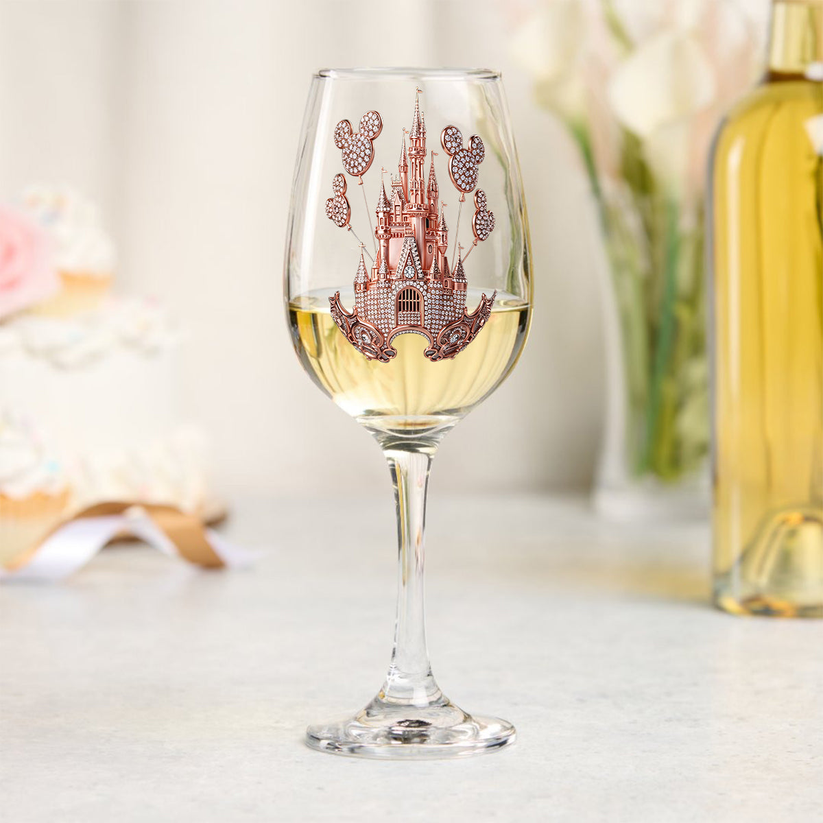 Magical World - Personalized Mouse Wine Glass With Long Stem