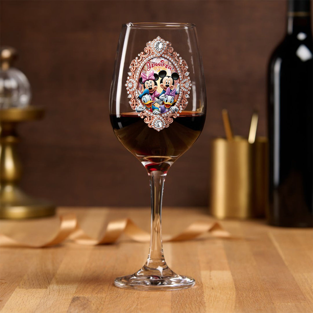 Magical World - Personalized Mouse Wine Glass With Long Stem