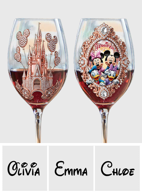Magical World - Personalized Mouse Wine Glass With Long Stem