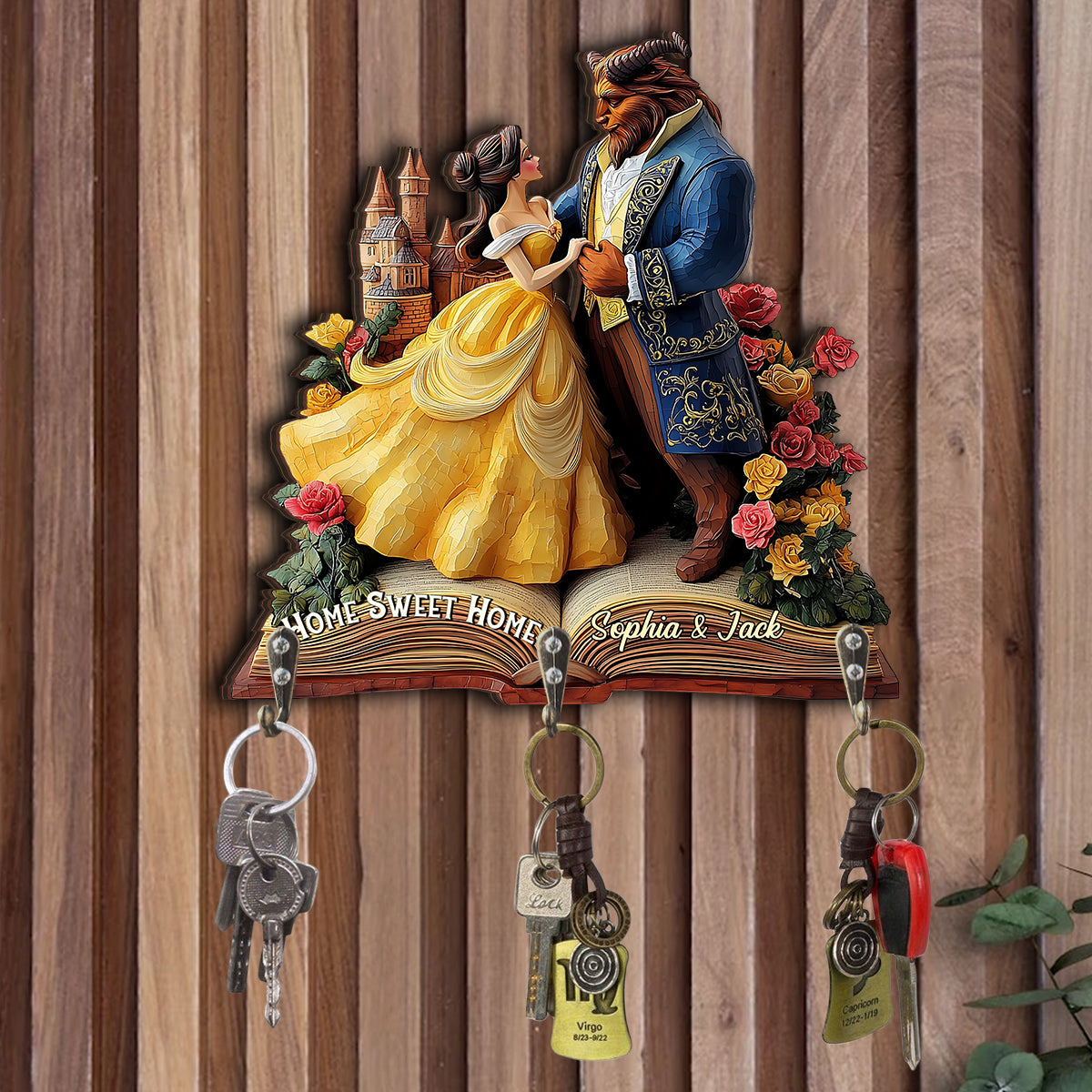 Home Sweet Home - Personalized Couple Custom Shaped Key Rack