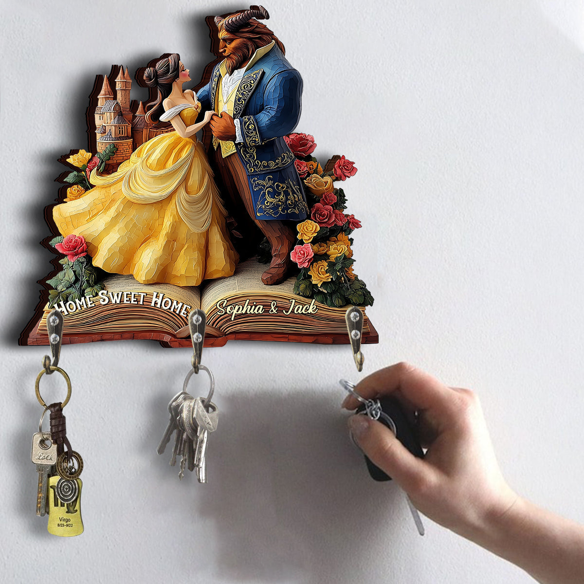 Home Sweet Home - Personalized Couple Custom Shaped Key Rack