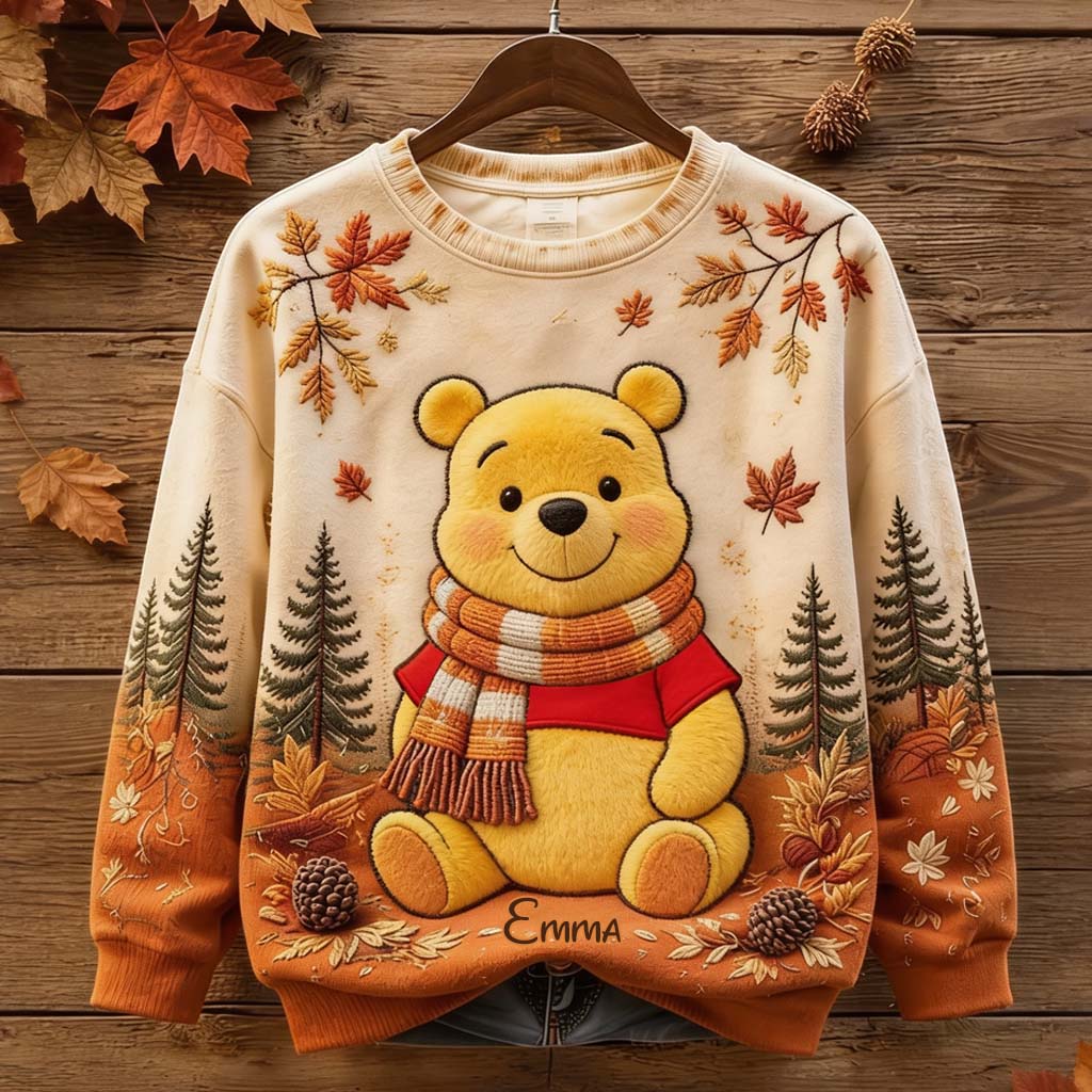 Fall Vibes - Personalized Yellow Bear Ugly Sweater