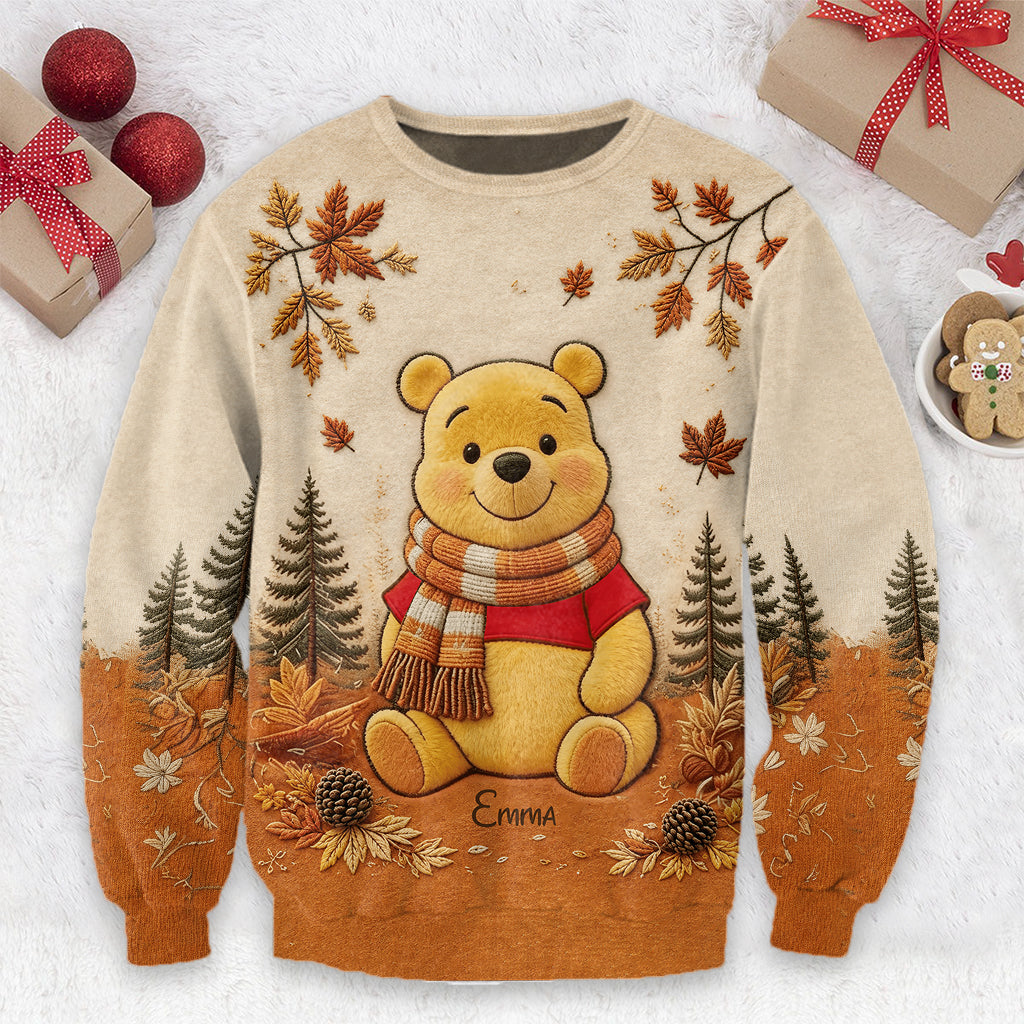 Fall Vibes - Personalized Yellow Bear Ugly Sweater