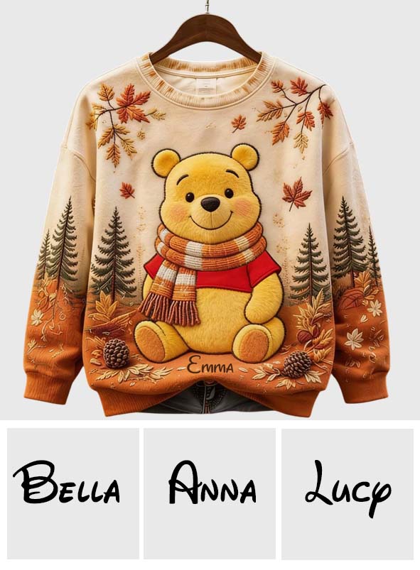 Fall Vibes - Personalized Yellow Bear Ugly Sweater
