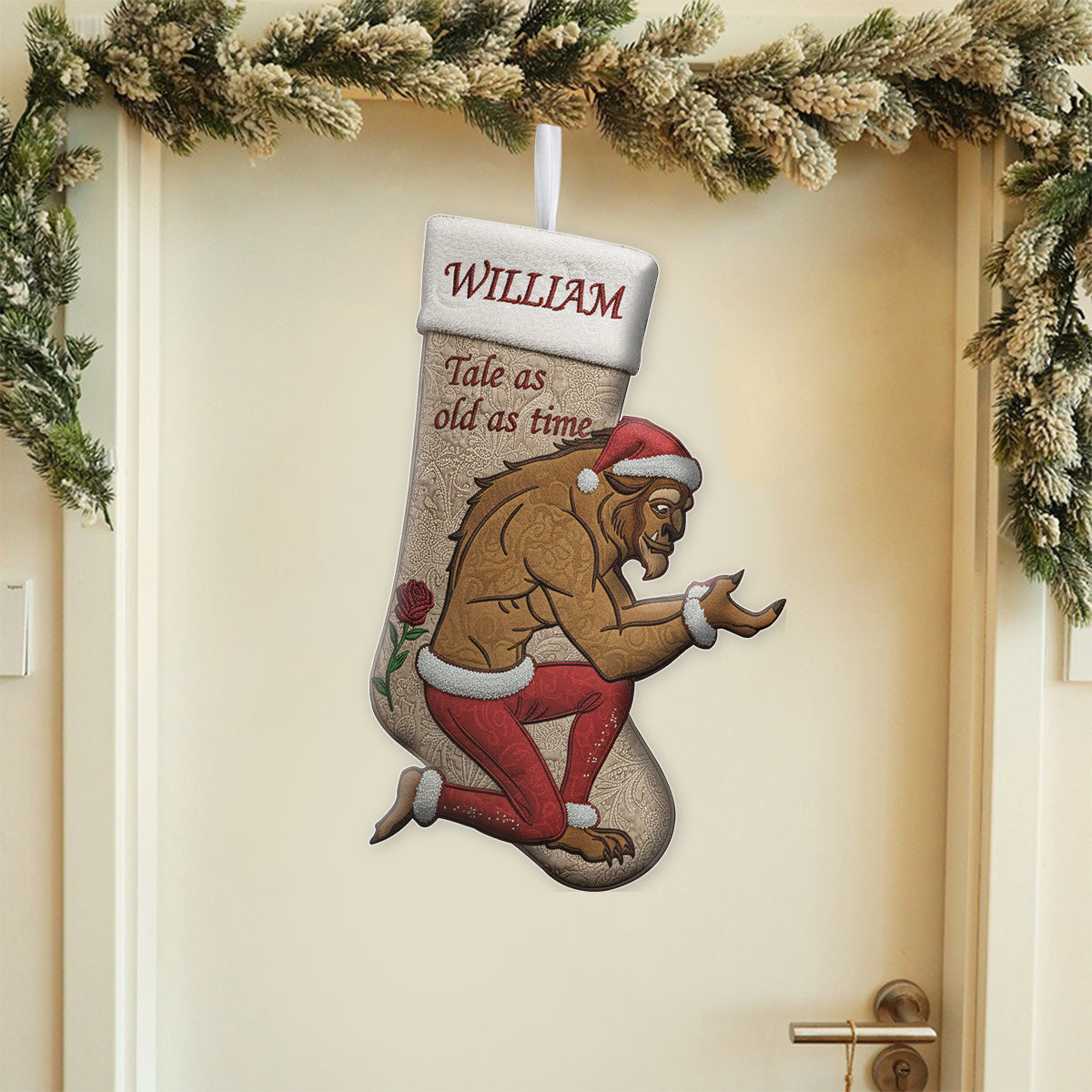 Enduring Tale - Personalized Beauty And The Beast Shaped Christmas Stocking