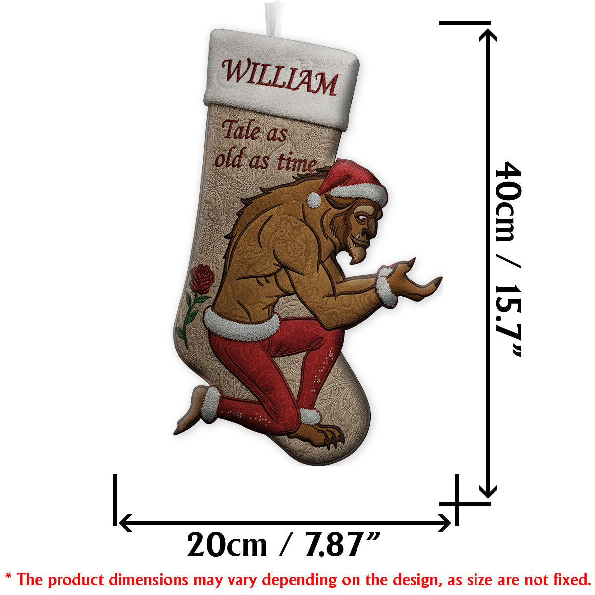 Enduring Tale - Personalized Beauty And The Beast Shaped Christmas Stocking