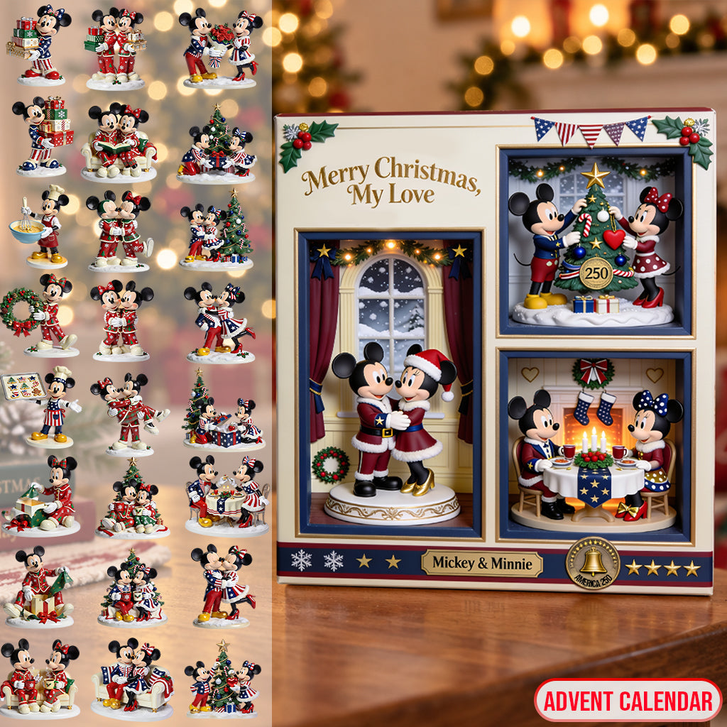 The Magical Christmas Couple Gift - Personalized Mouse Folded Advent Calendar With Ornaments