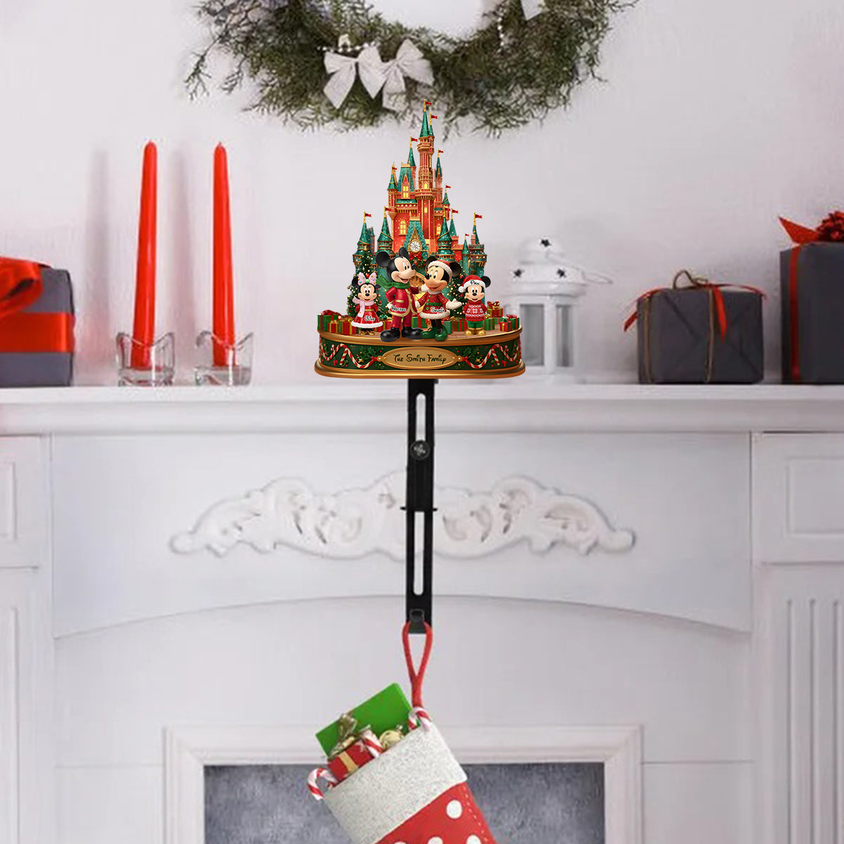 Our Christmas - Personalized Mouse Shaped Stocking Hanger