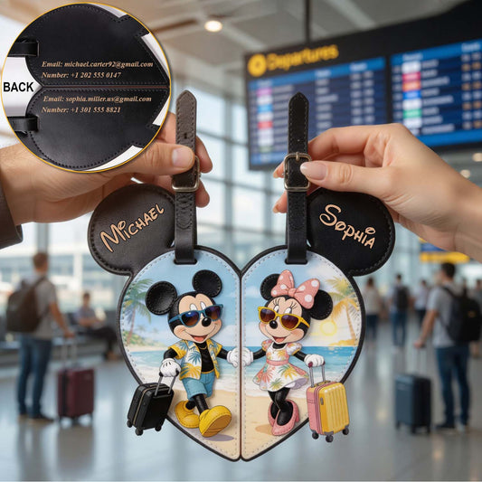 Traveling Mouse Couple - Personalized Mouse Luggage Tag
