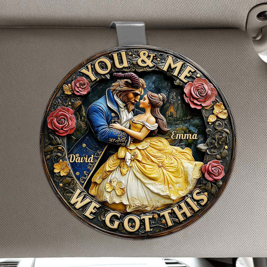You & Me We Got This - Personalized Couple Shaped Car Visor Clip