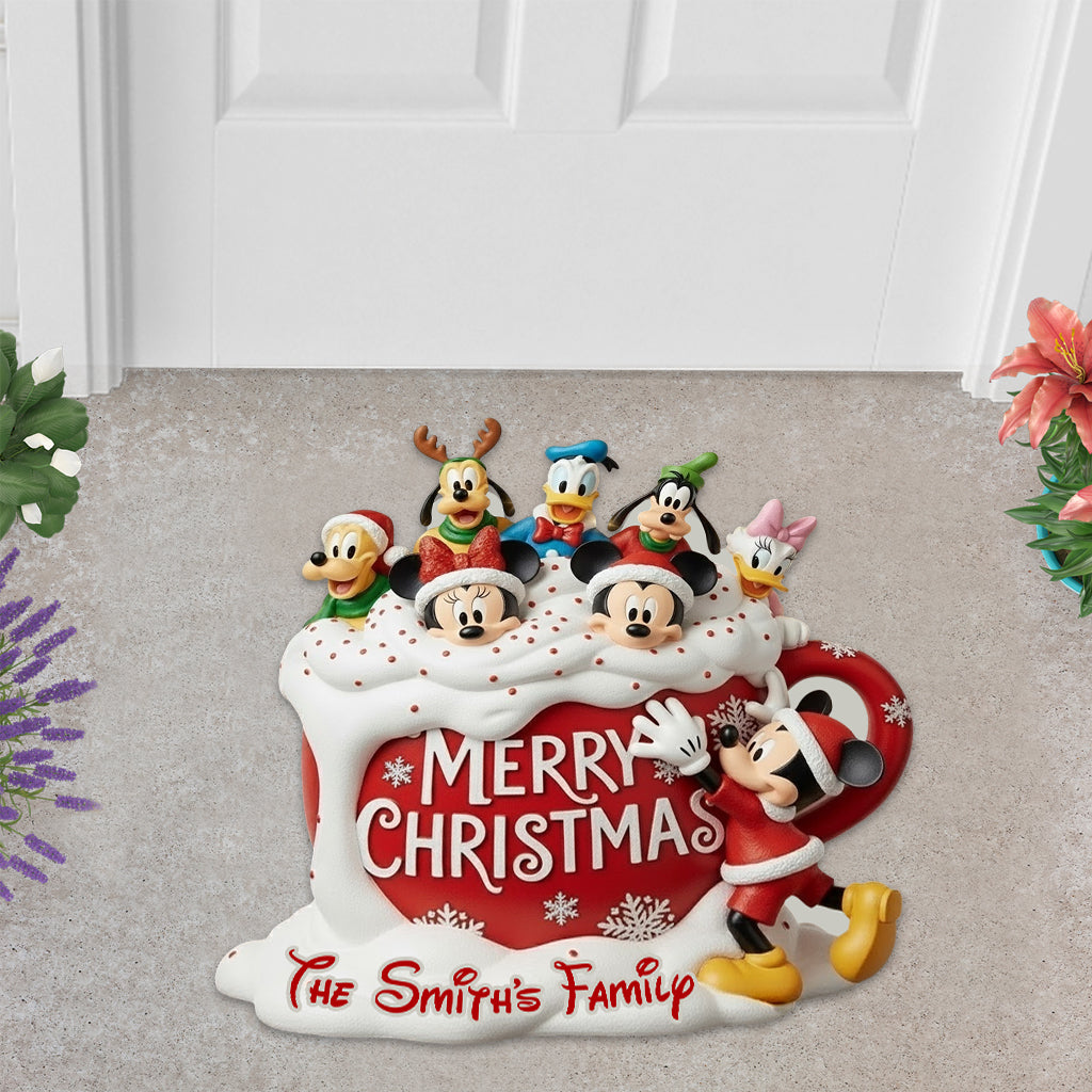 Cartoon Characters Family - Personalized Mouse Shaped Doormat/ Rug