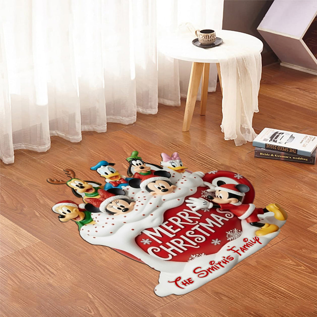 Cartoon Characters Family - Personalized Mouse Shaped Doormat/ Rug