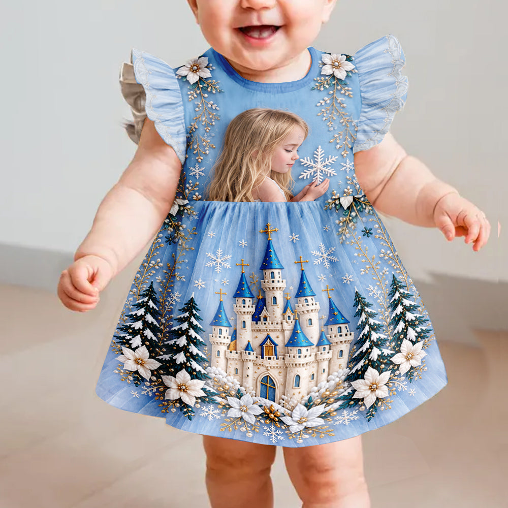 Magical Castle - Personalized Dream Trip Kid Ruffle Sleeve Dress