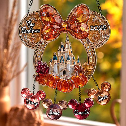 Magical Family - Personalized Mouse Window Hanging Suncatcher With Custom Charms
