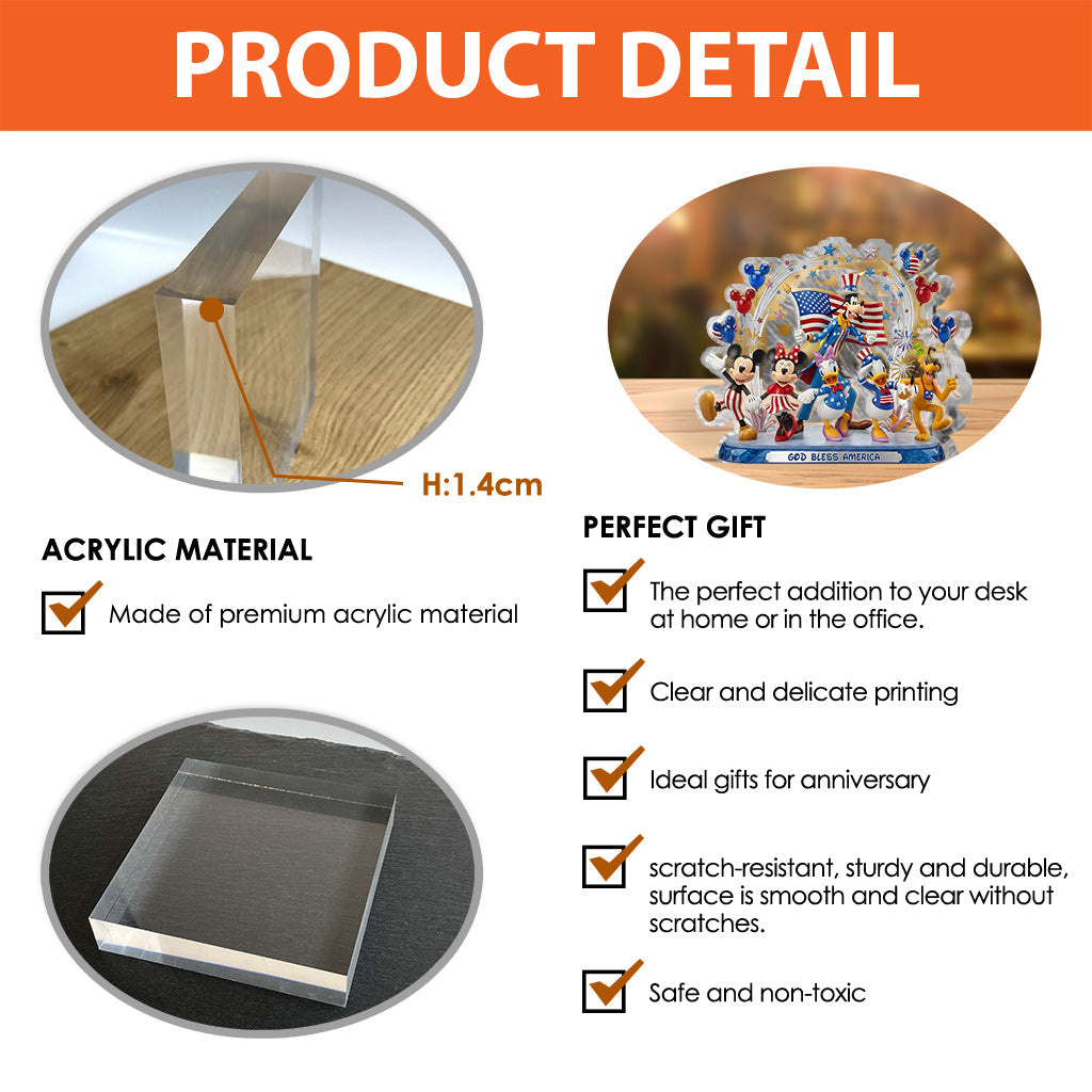 God Bless America - Personalized Mouse Custom Shaped Acrylic Plaque