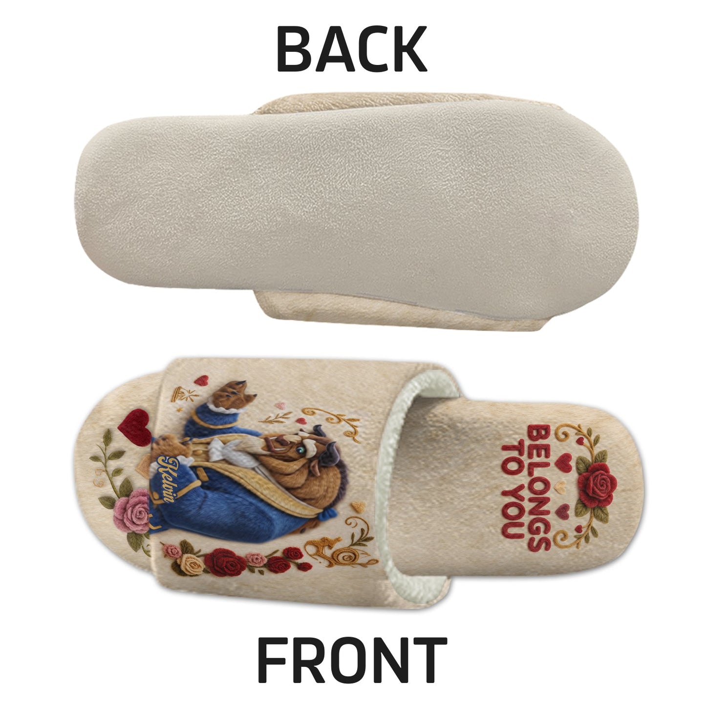 My Heart Belongs To You - Personalized Beauty And The Beast Open-Toe Slippers
