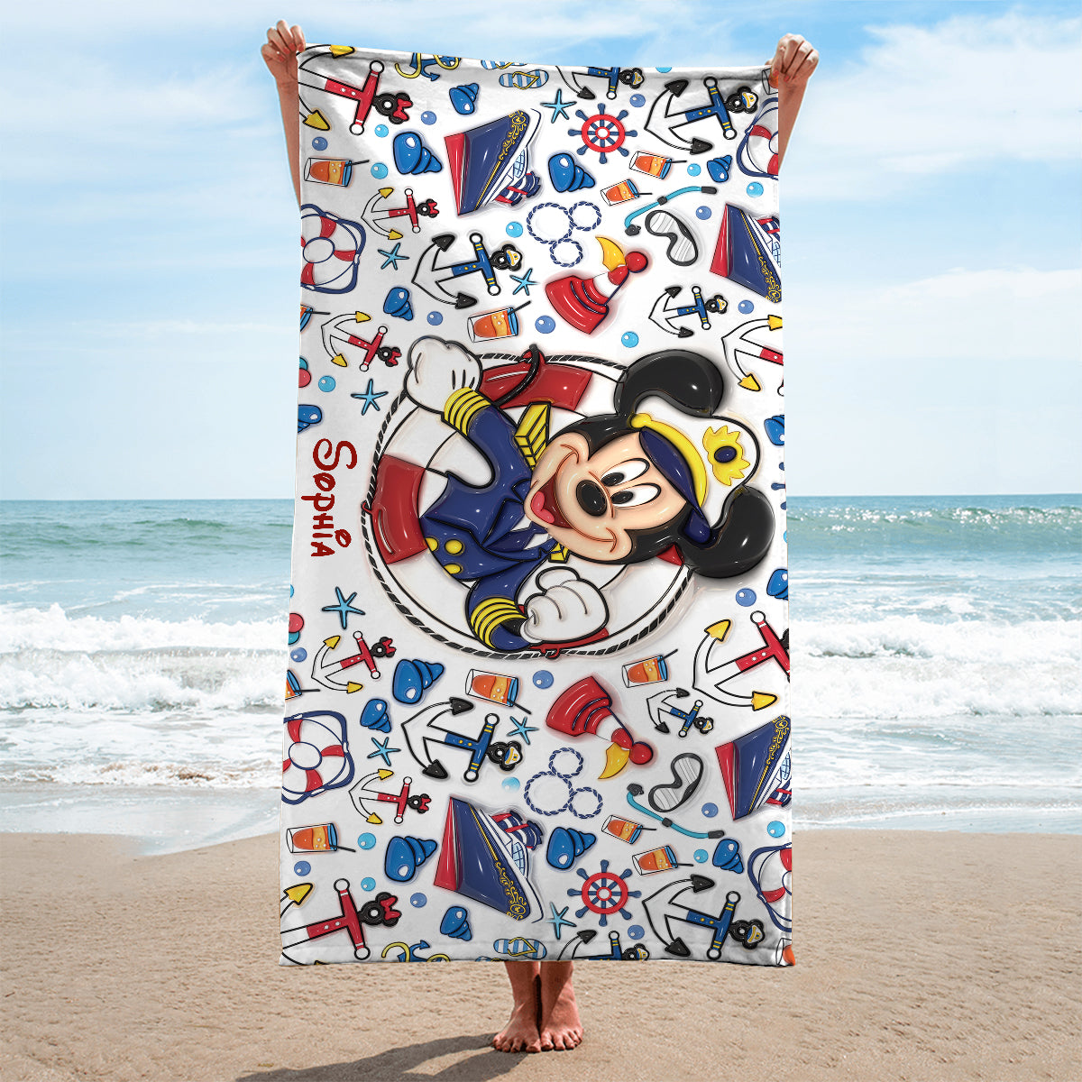 Family Cruise Trip - Personalized Mouse Quick-dry Beach Towel/ Bath Towel
