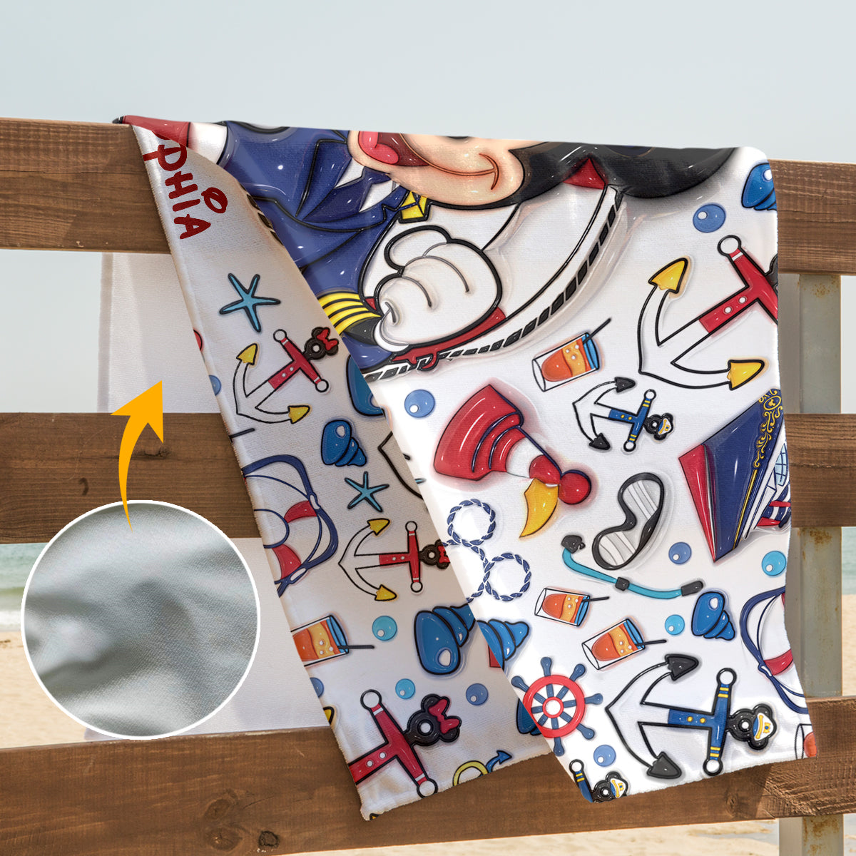 Family Cruise Trip - Personalized Mouse Quick-dry Beach Towel/ Bath Towel