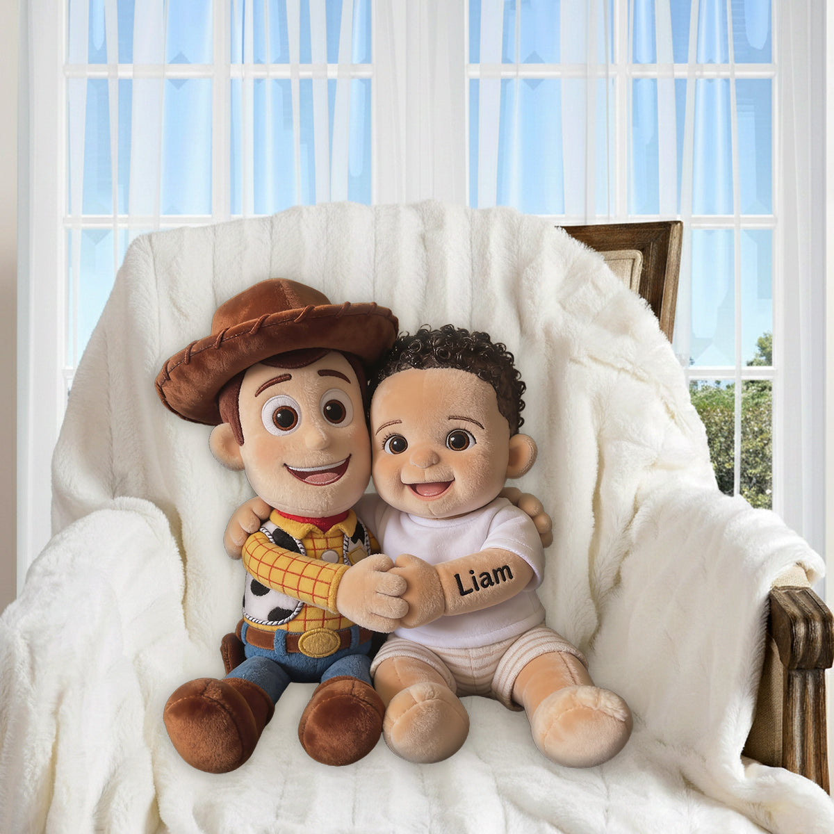 Galaxy And Western Buddy Toy - Personalized Movie For Kids Premium Faux Fur Pillow