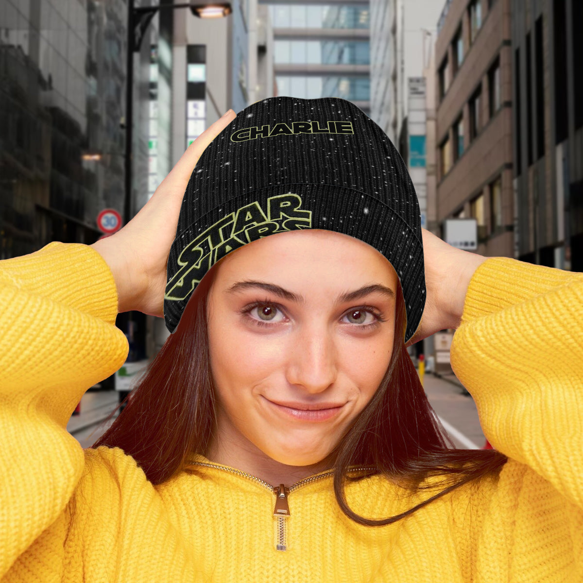 Movie Characters - Personalized The Force Beanie Hat With Patches