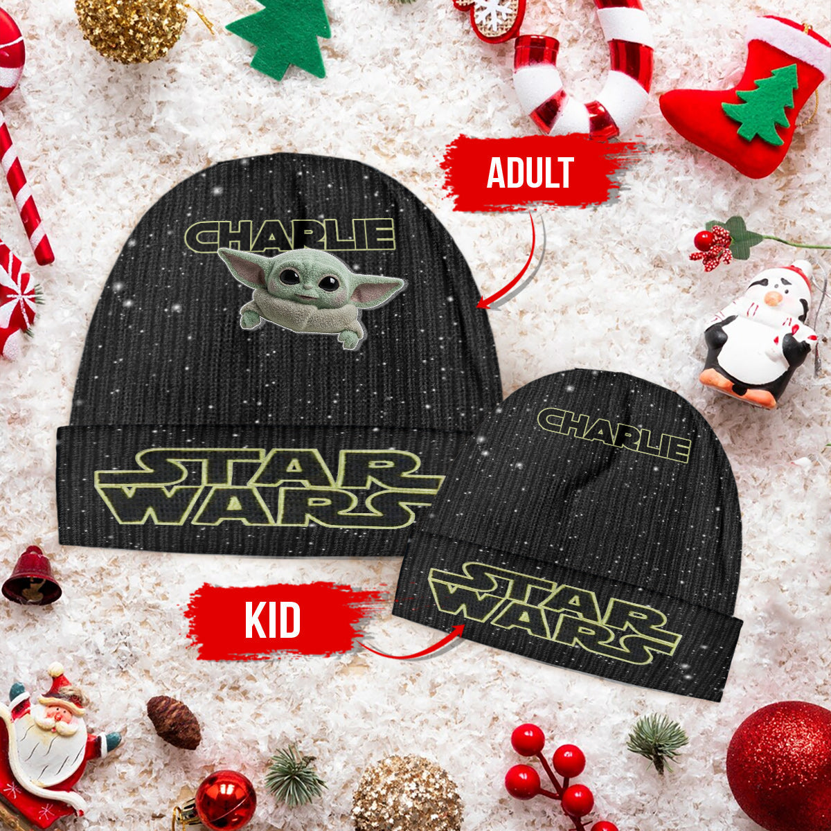 Movie Characters - Personalized The Force Beanie Hat With Patches