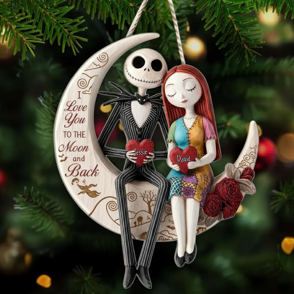 To the Moon Gothic Love - Personalized Nightmare Custom Shaped Wood Sign