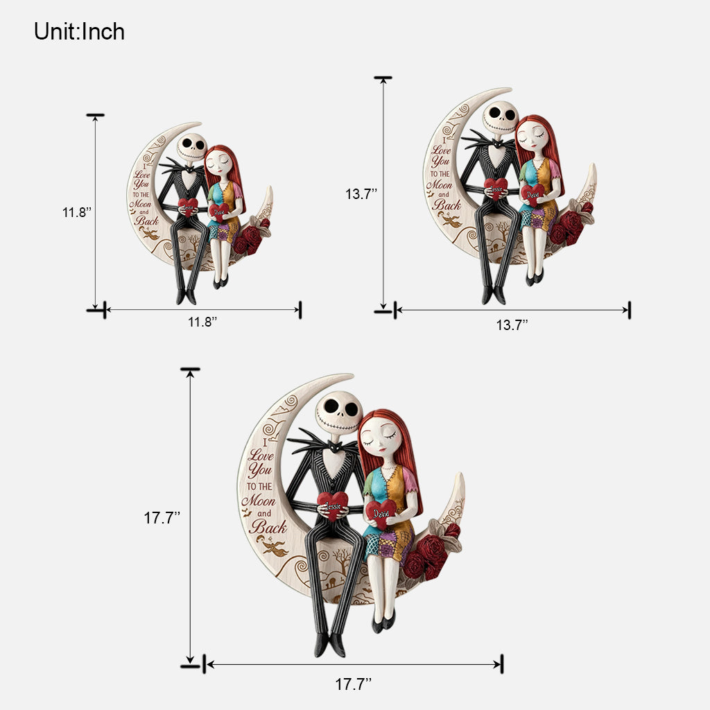 To the Moon Gothic Love - Personalized Nightmare Custom Shaped Wood Sign