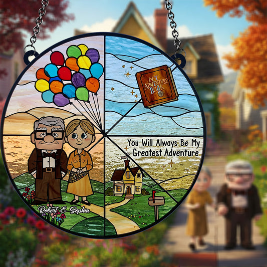You Are My Greatest Adventure - Personalized Couple Window Hanging Suncatcher Ornament