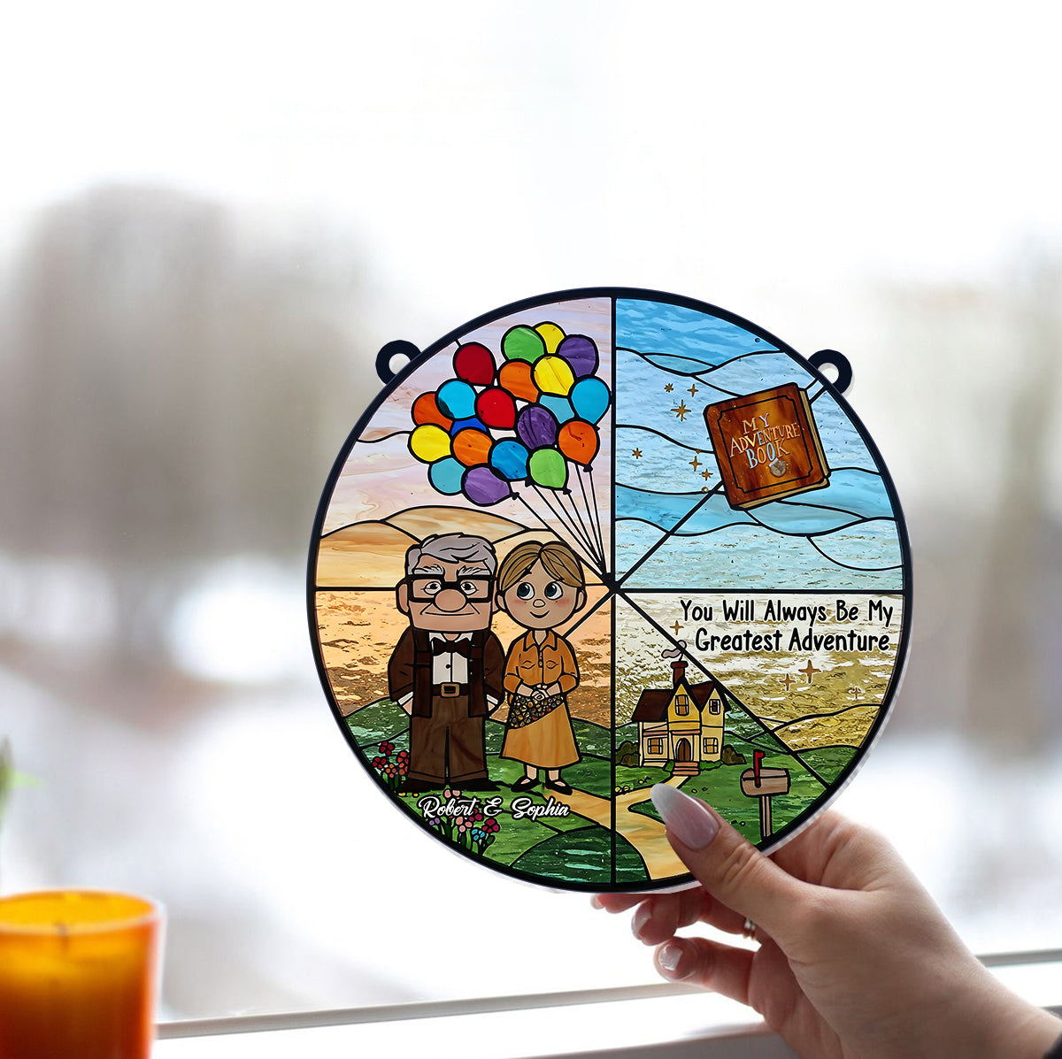 You Are My Greatest Adventure - Personalized Couple Window Hanging Suncatcher Ornament