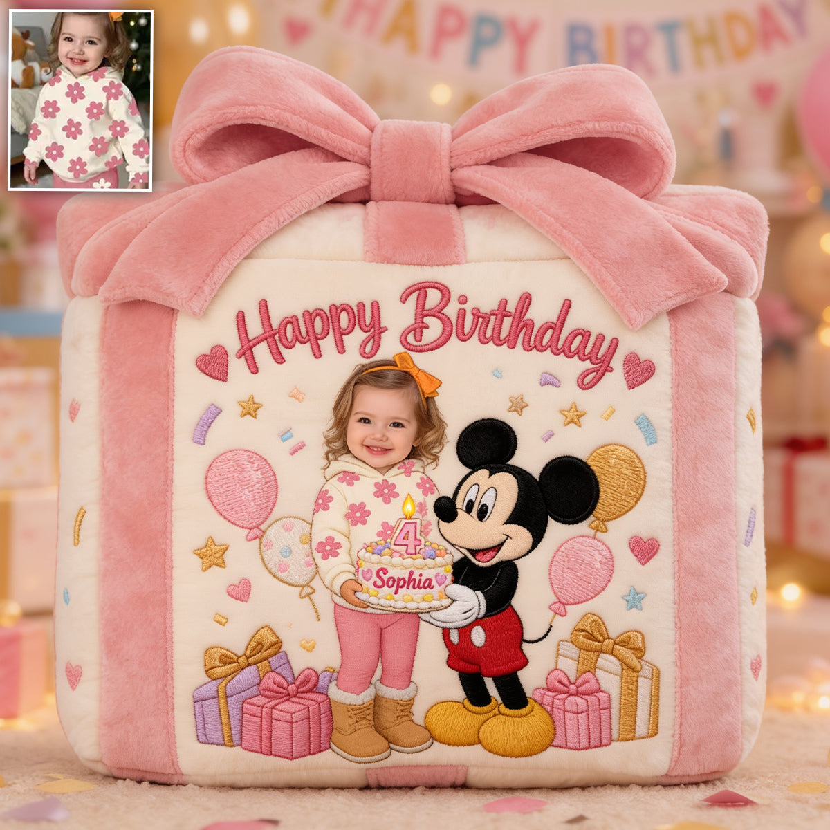 Happy Birthday Message From The Magic Mouse, Real Voice With Custom Name And Photo - Personalized Mouse Melody Plush