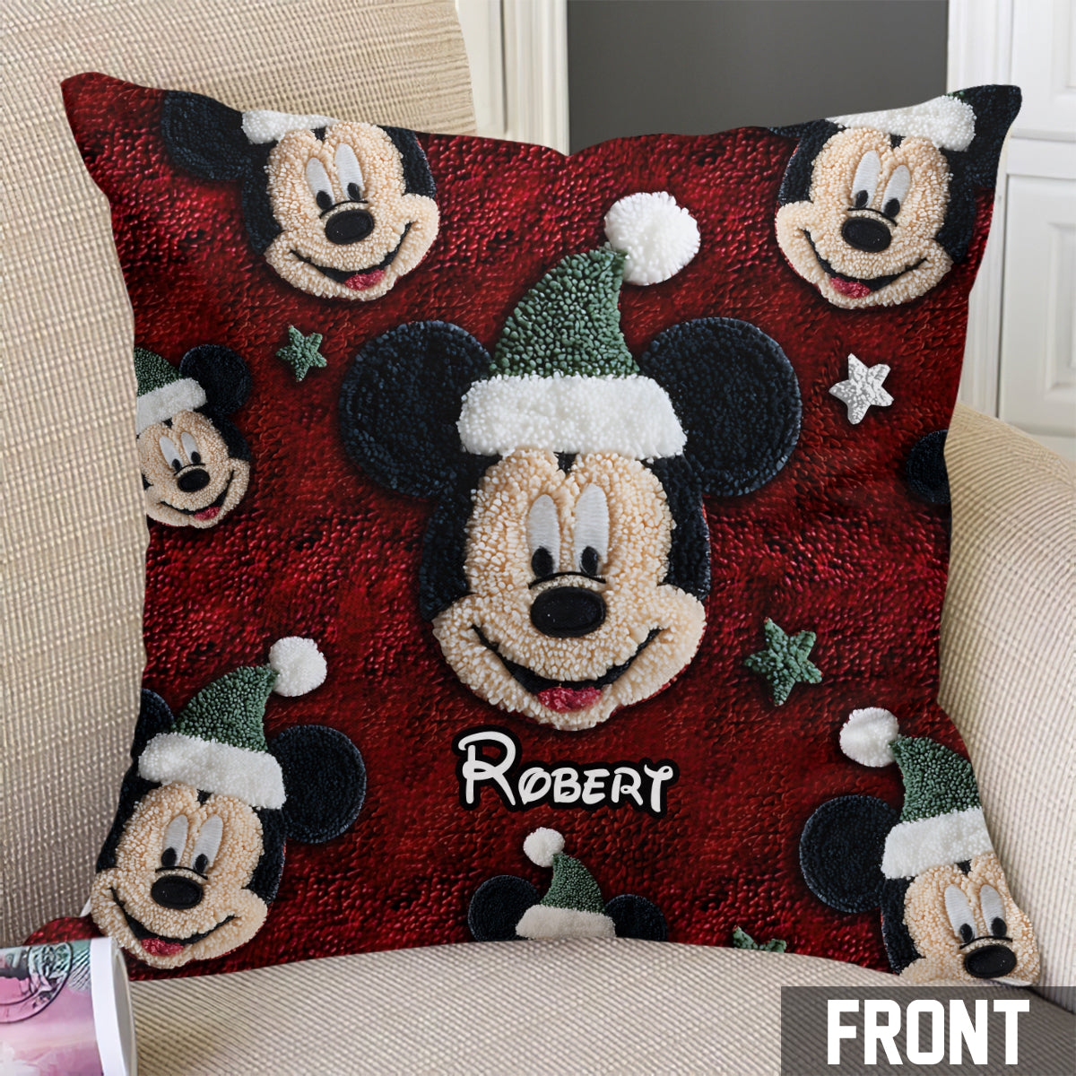 Magical Friends Merry Christmas - Personalized Mouse Throw Pillow