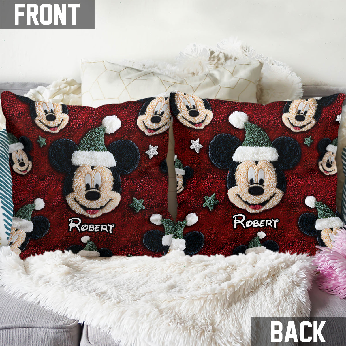 Magical Friends Merry Christmas - Personalized Mouse Throw Pillow