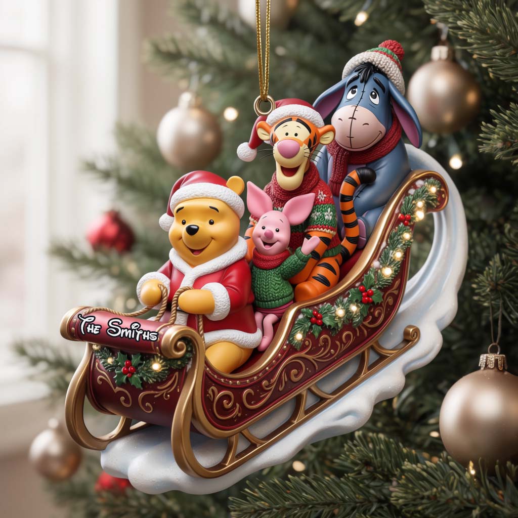Dashing Through The Snow - Personalized Yellow Bear Premium 3D Ornament