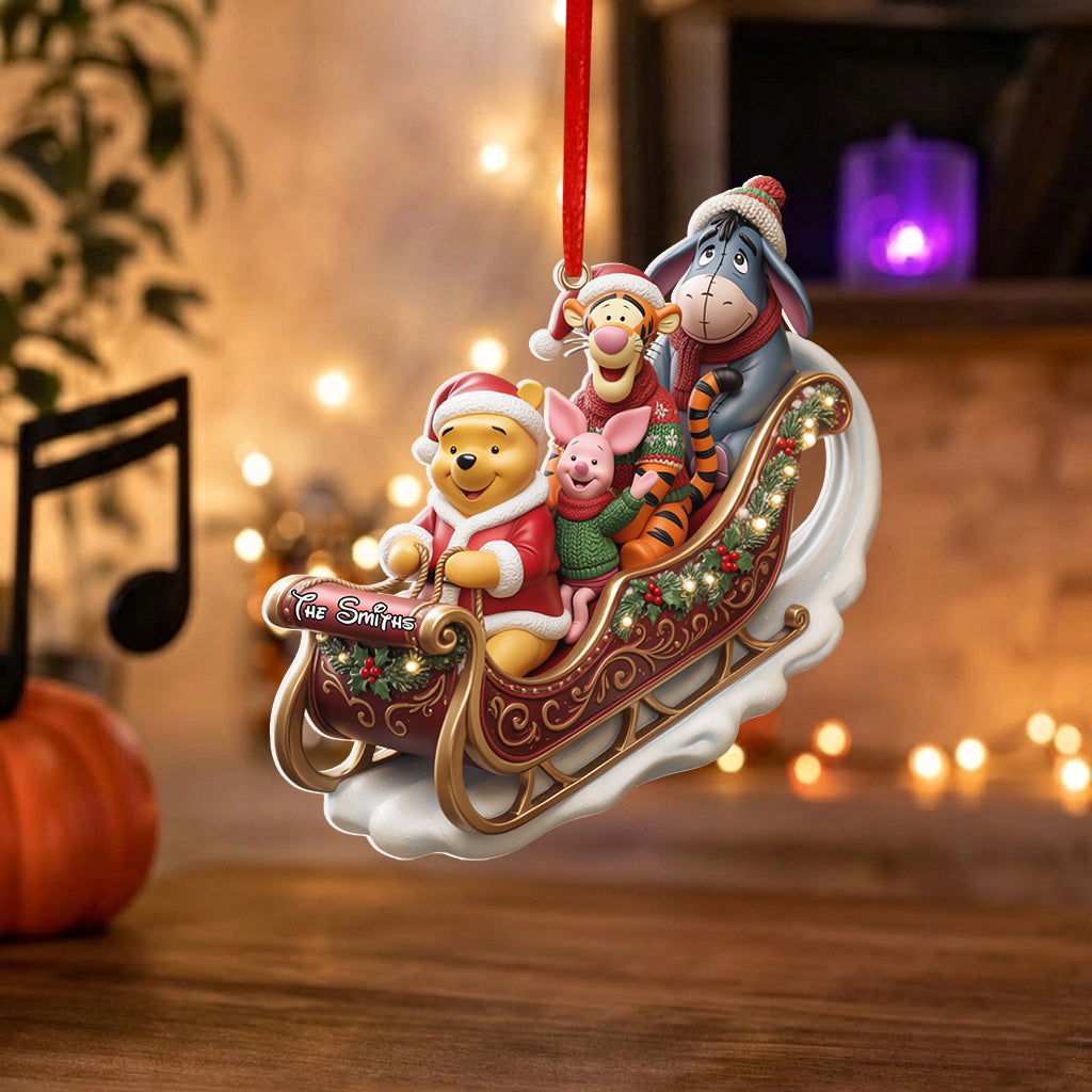 Dashing Through The Snow - Personalized Yellow Bear Premium 3D Ornament