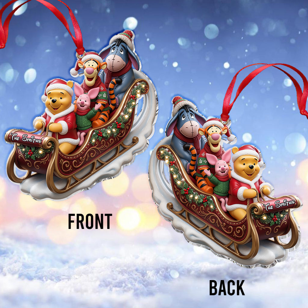 Dashing Through The Snow - Personalized Yellow Bear Premium 3D Ornament