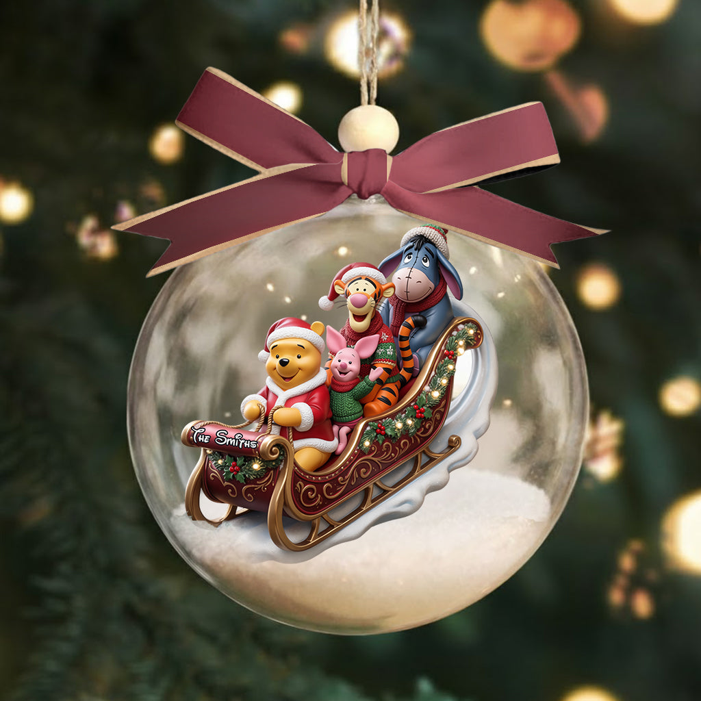 Dashing Through The Snow - Personalized Yellow Bear Premium 3D Ornament