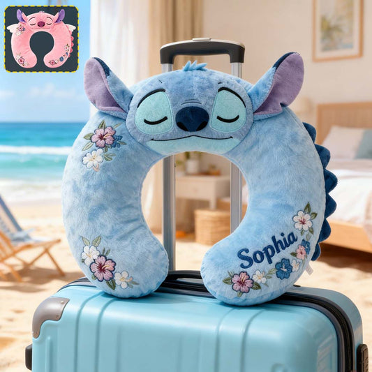 Blue Monster Travel Gift - Personalized Ohana Premium Faux Fur Pillow