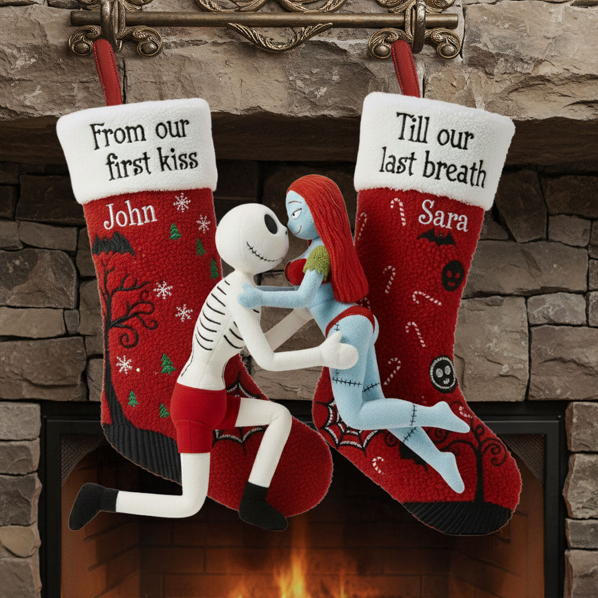 Gothic Love Story - Personalized Nightmare Shaped Christmas Stocking