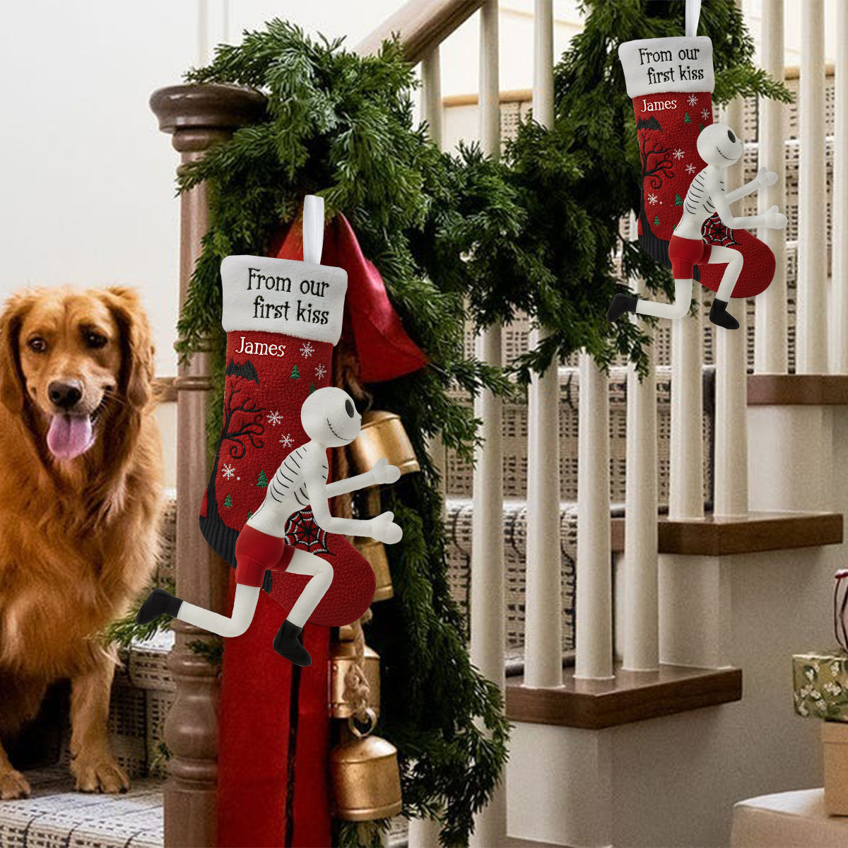 Gothic Love Story - Personalized Nightmare Shaped Christmas Stocking